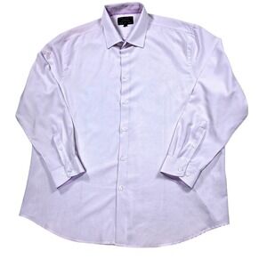 Report Collection Premium Mens Lavender Micro Check Stretch Button Down Shirt XL